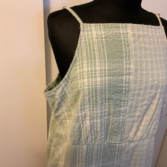 1. American eagle Mint Green Plaid Babydoll Style Tank Dress Size XXL - Picture 5 of 8